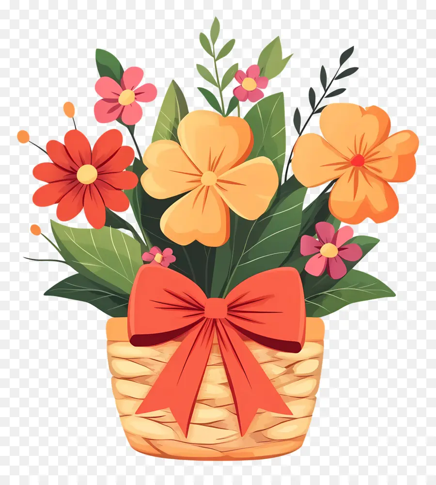 Cesta De Flores De Cumpleaños，Cesta De Flores PNG