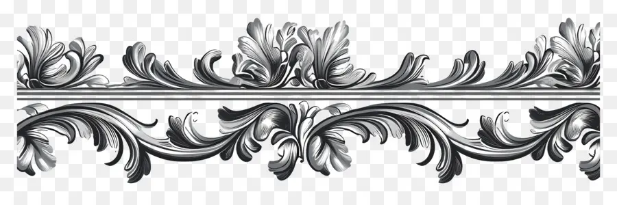 Línea Elegante，Borde Floral Adornado PNG