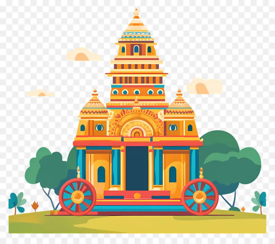 Rath Yatra，Templo Colorido PNG