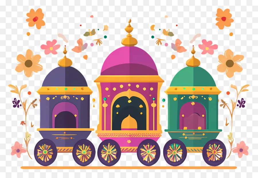 Rath Yatra，Carros Coloridos PNG