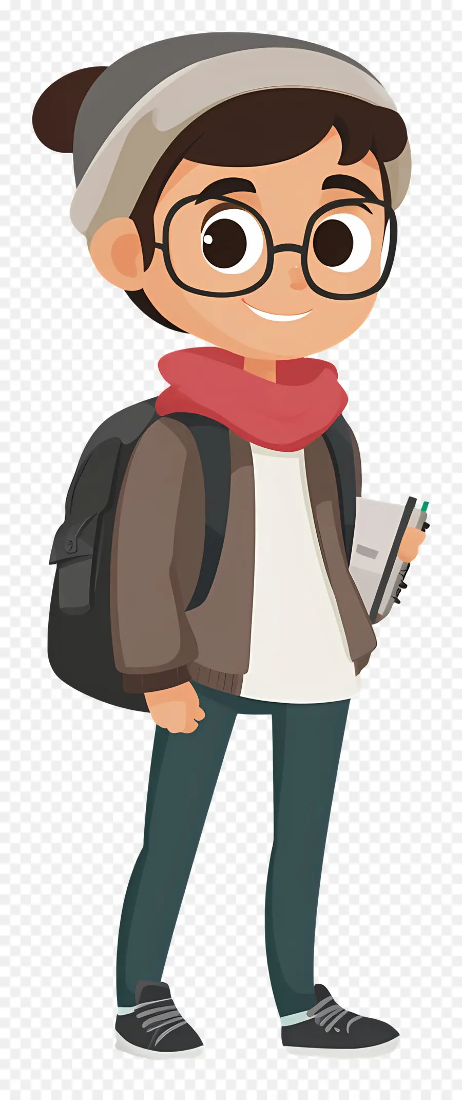 Estudiante Animado，Niño Con Gafas Y Mochila PNG