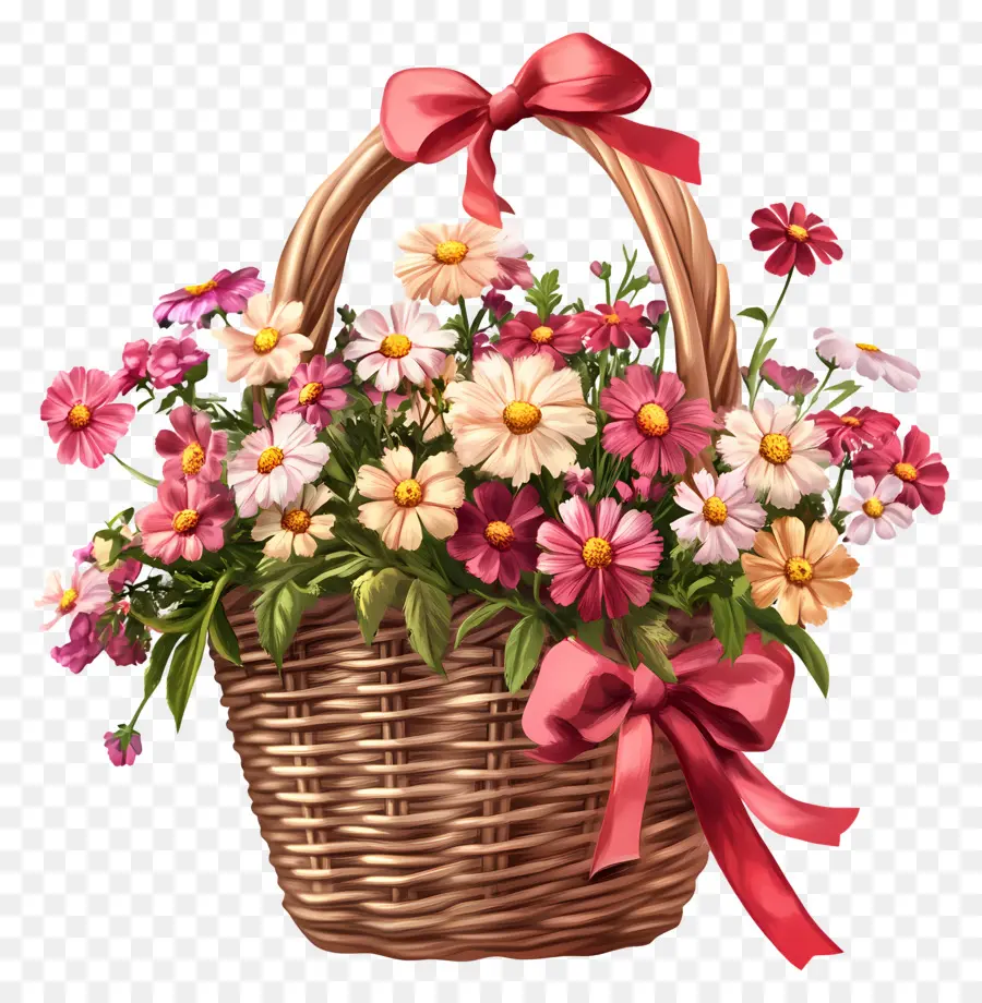 Cesta De Flores De Cumpleaños，Cesta De Flores PNG