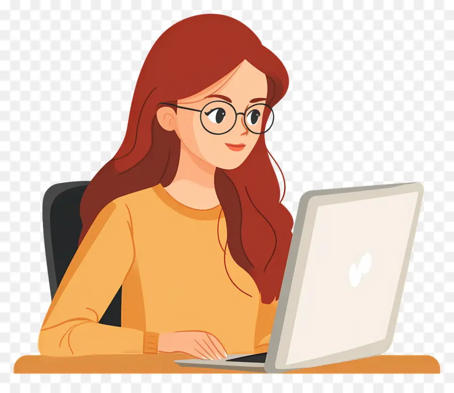 Chica Con Computadora，Chica Con Laptop PNG