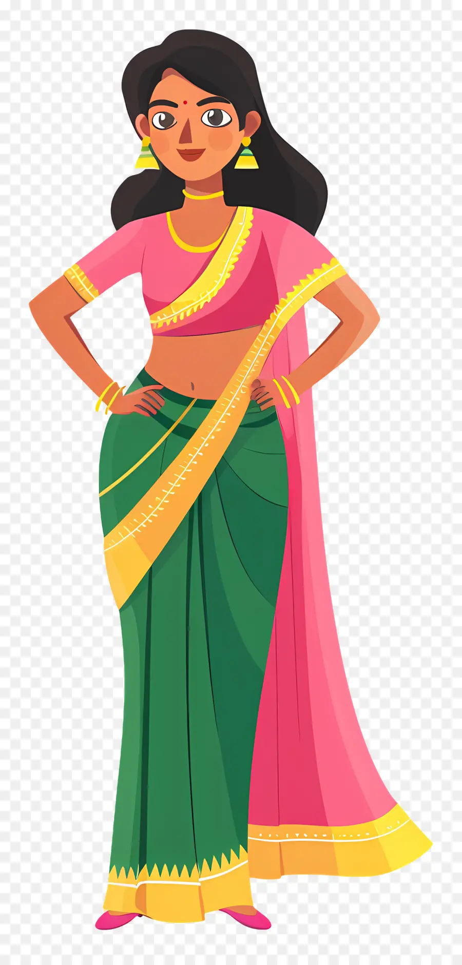 Sari Indio，Mujer En Sari PNG