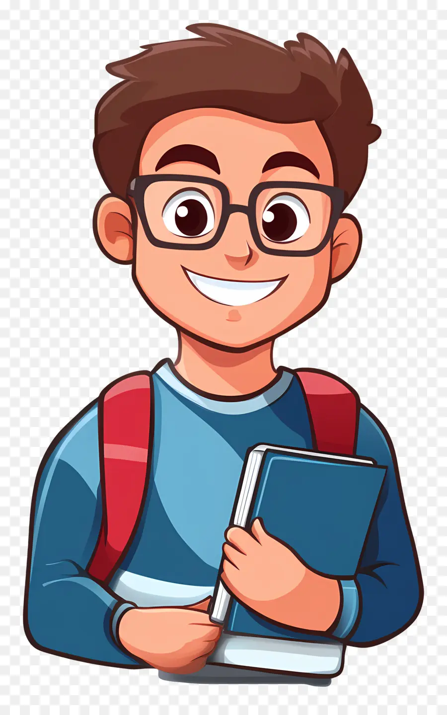 Estudiante Animado，Hombre Con Libro Y Mochila PNG