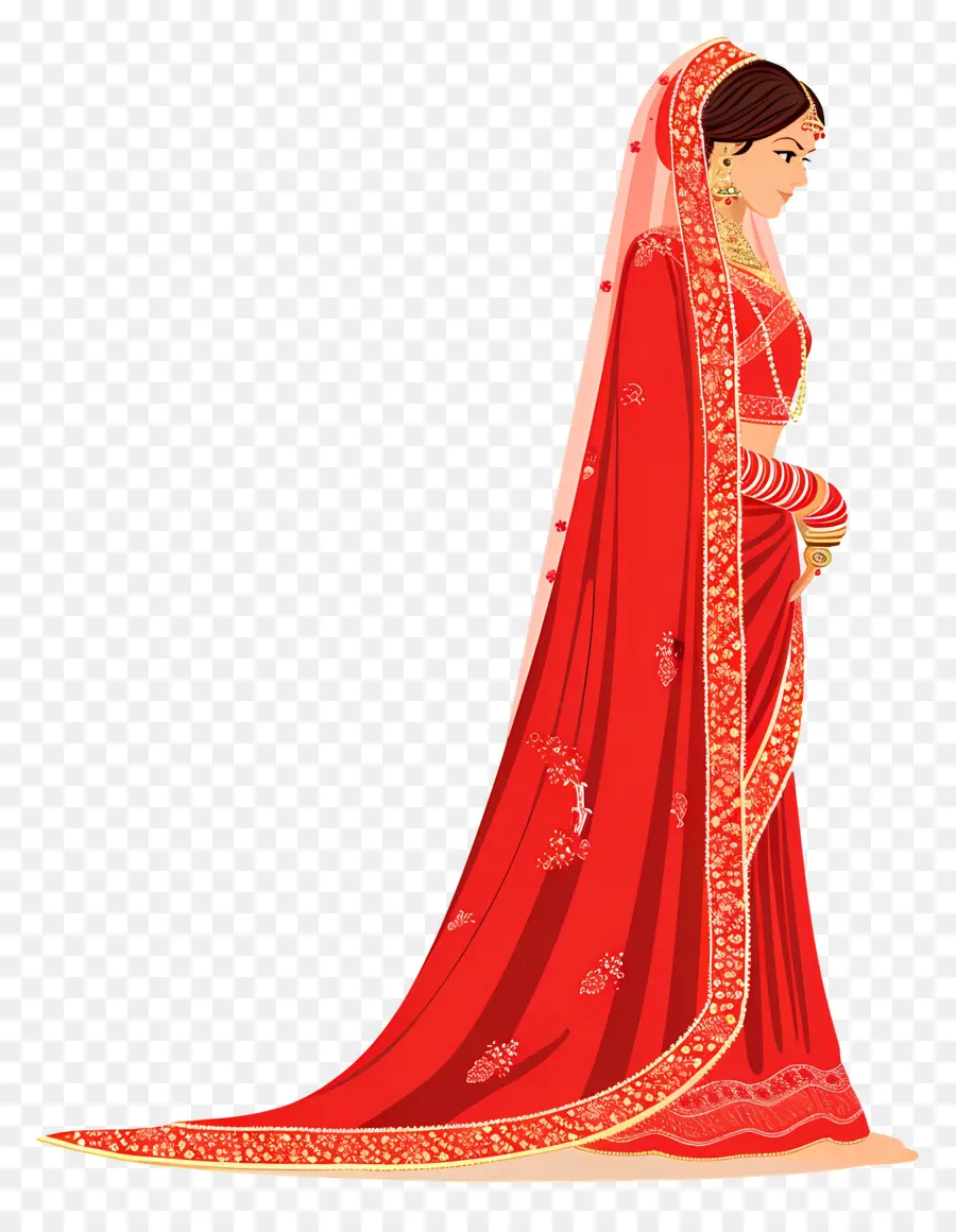 Sari De Boda Indio，Mujer En Traje Tradicional PNG