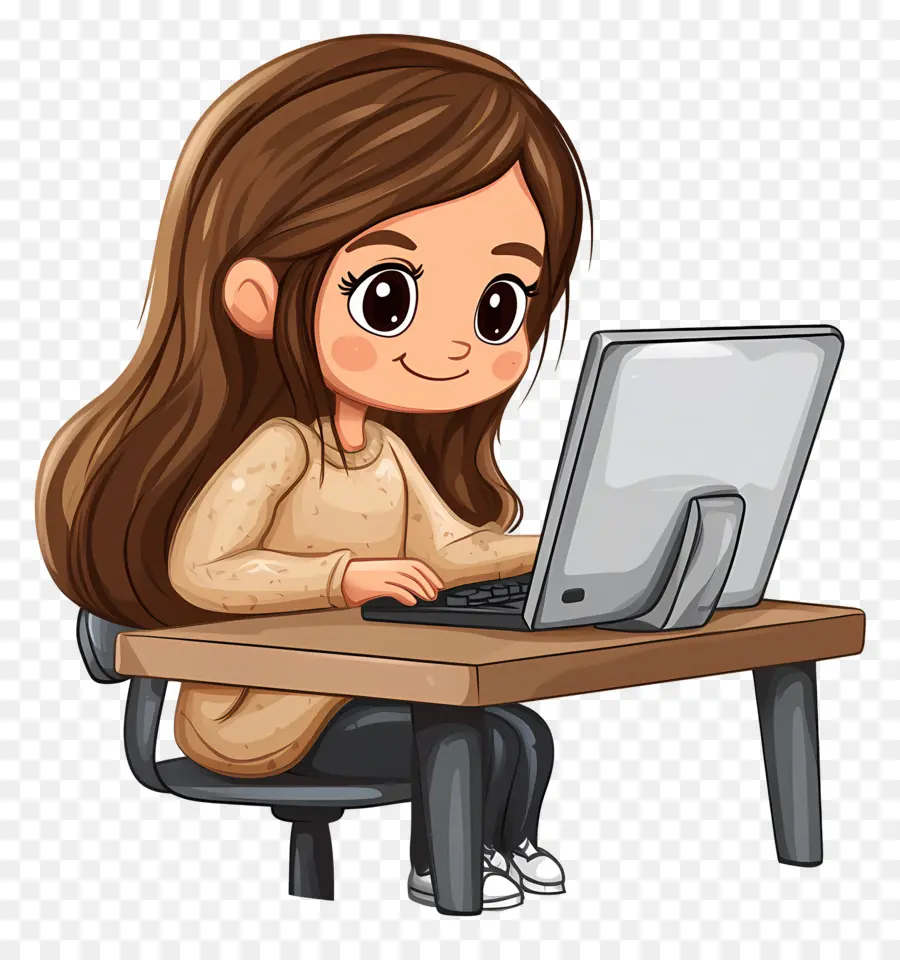 Chica Con Computadora，Chica Con Laptop PNG