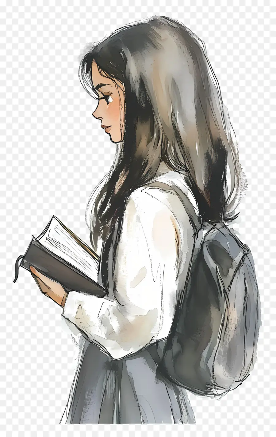 Estudiante，Niña Leyendo PNG