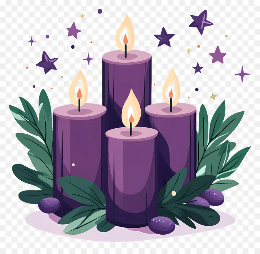 Velas De Adviento，Velas Moradas PNG