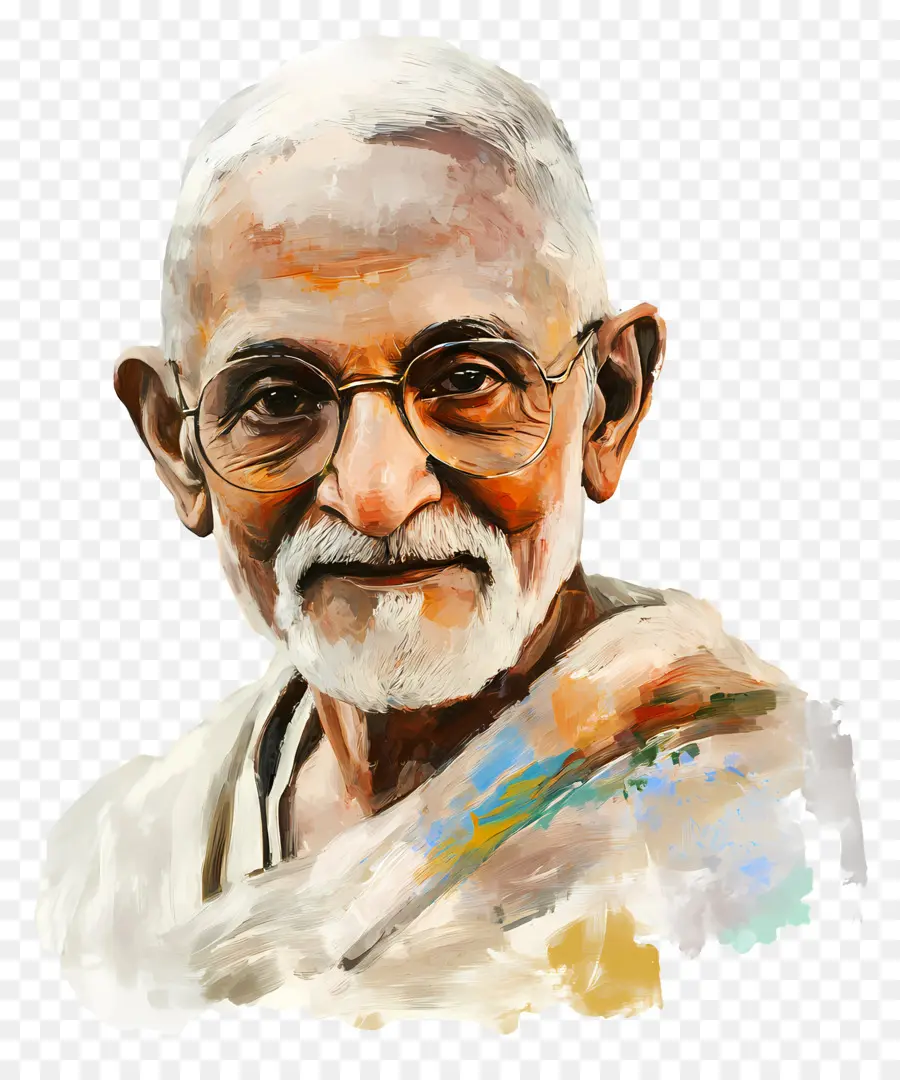 Gandhi，Anciano Con Gafas PNG