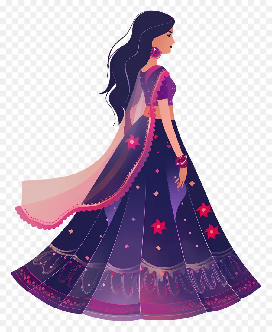 Dibujos Animados De Mujer India，Mujer En Traje Tradicional PNG