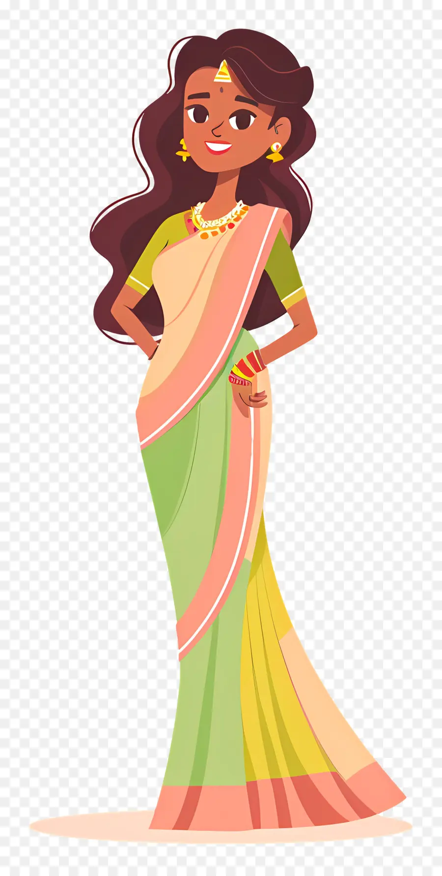 Sari Indio，Mujer En Sari PNG