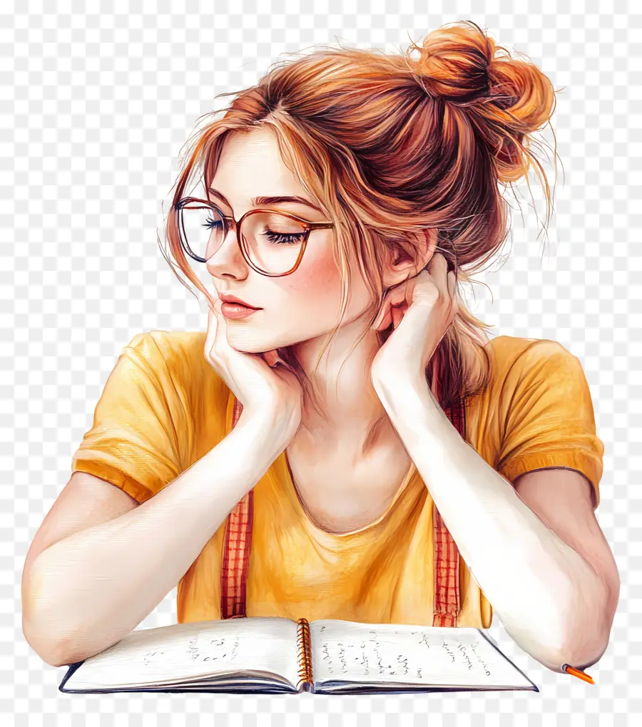 Estudiante，Niña Leyendo PNG