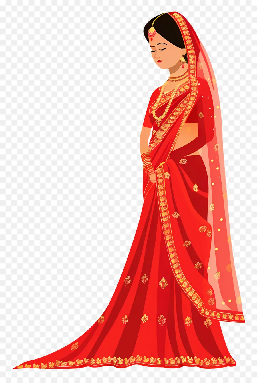 Sari De Boda Indio，Mujer En Traje Tradicional PNG