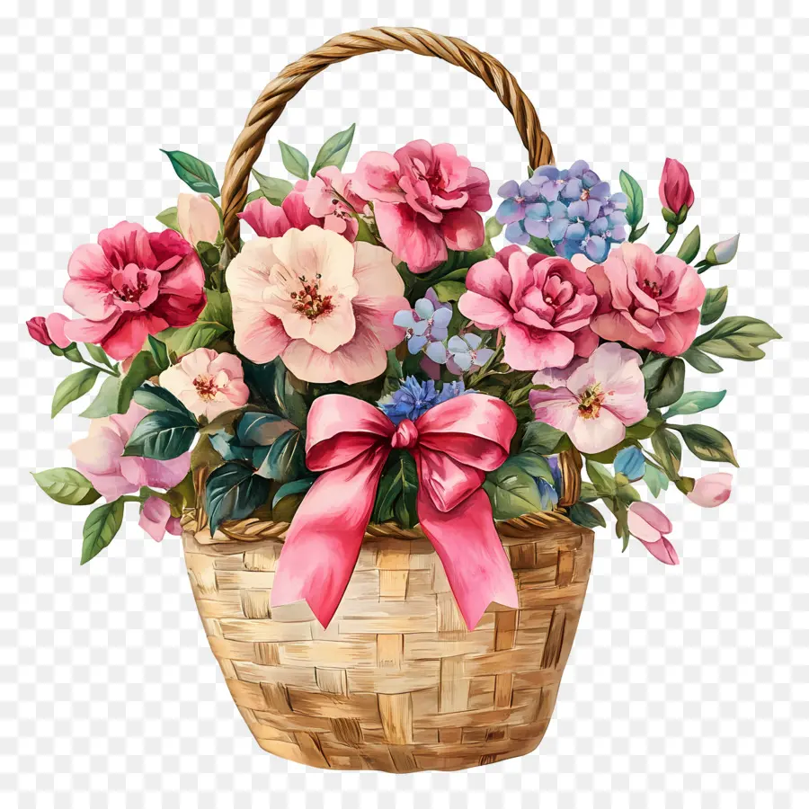 Cesta De Flores De Cumpleaños，Cesta De Flores PNG