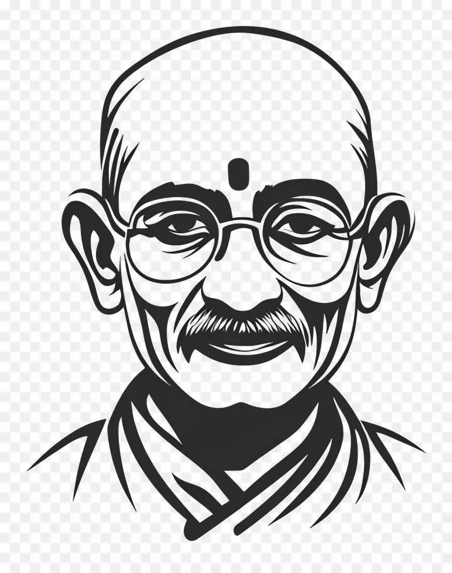 Gandhi，Retrato En Blanco Y Negro PNG