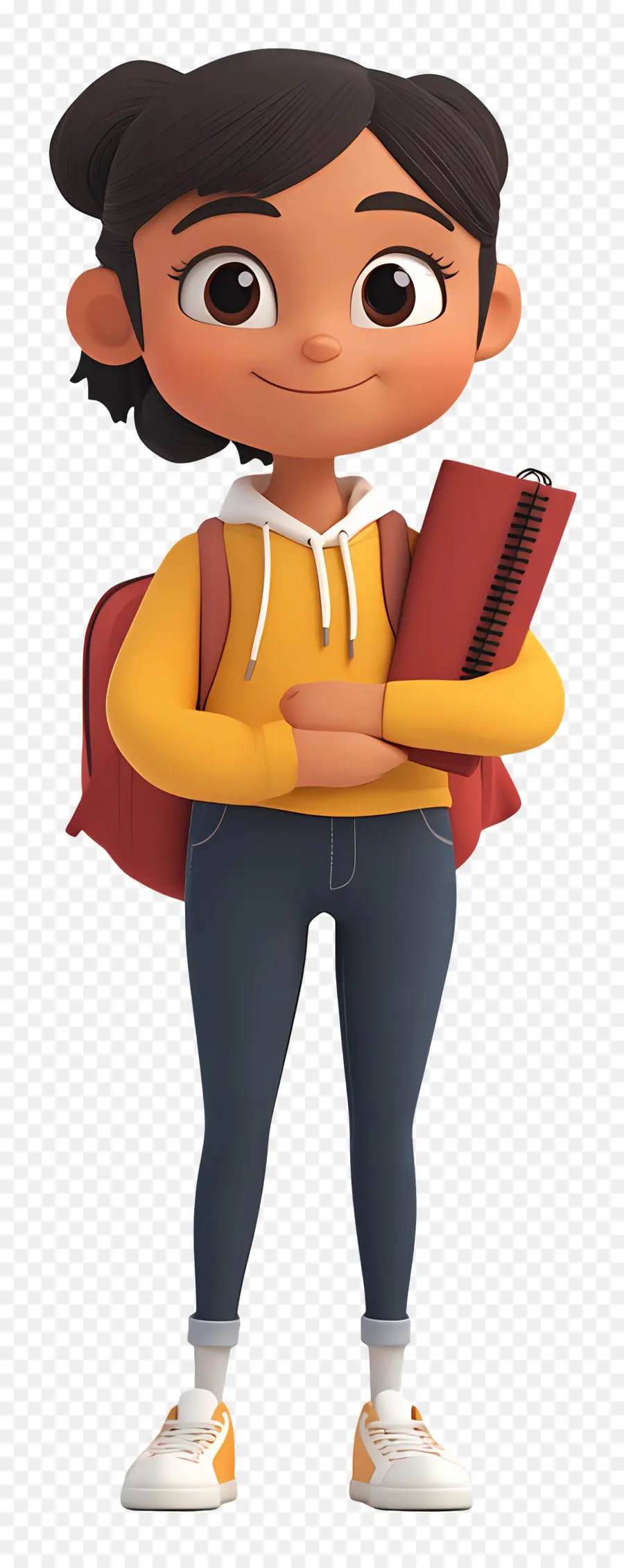 Estudiante Animado，Chica Con Libro Y Mochila PNG