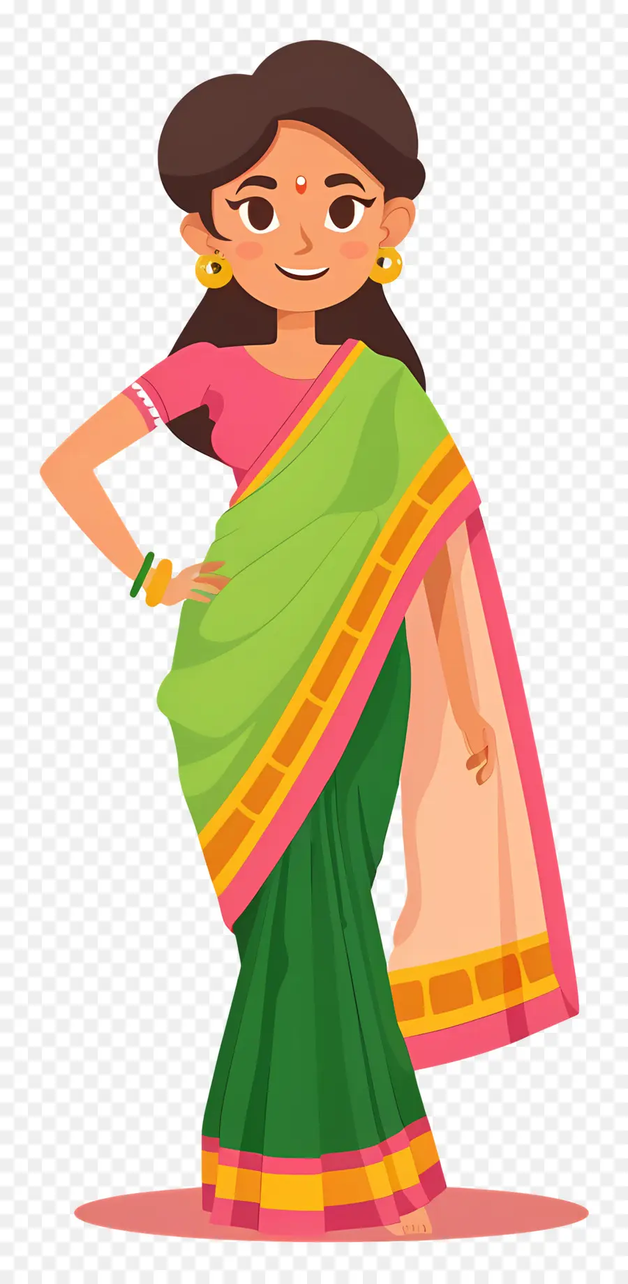 Sari Indio，Mujer En Sari PNG