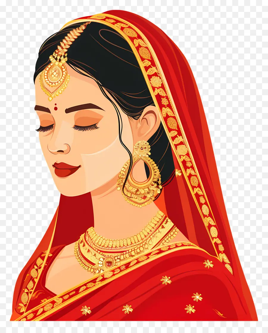 Novia India，Novia En Vestido Rojo PNG