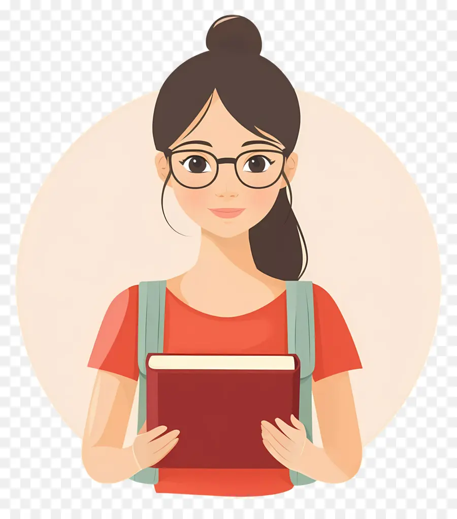 Chica Estudiante，Chica Con Gafas Y Libro PNG