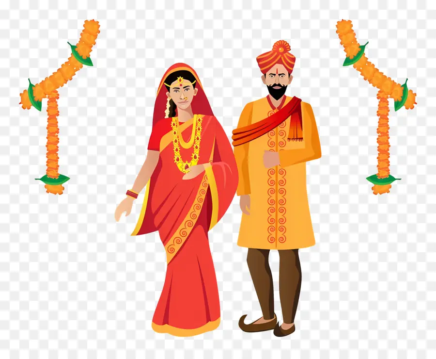 Pareja De Boda India，Pareja Tradicional PNG