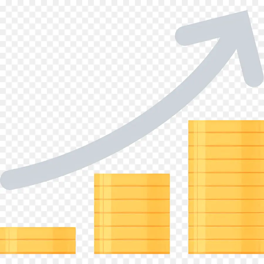 Flecha De Crecimiento，Flecha Amarilla Y Monedas PNG