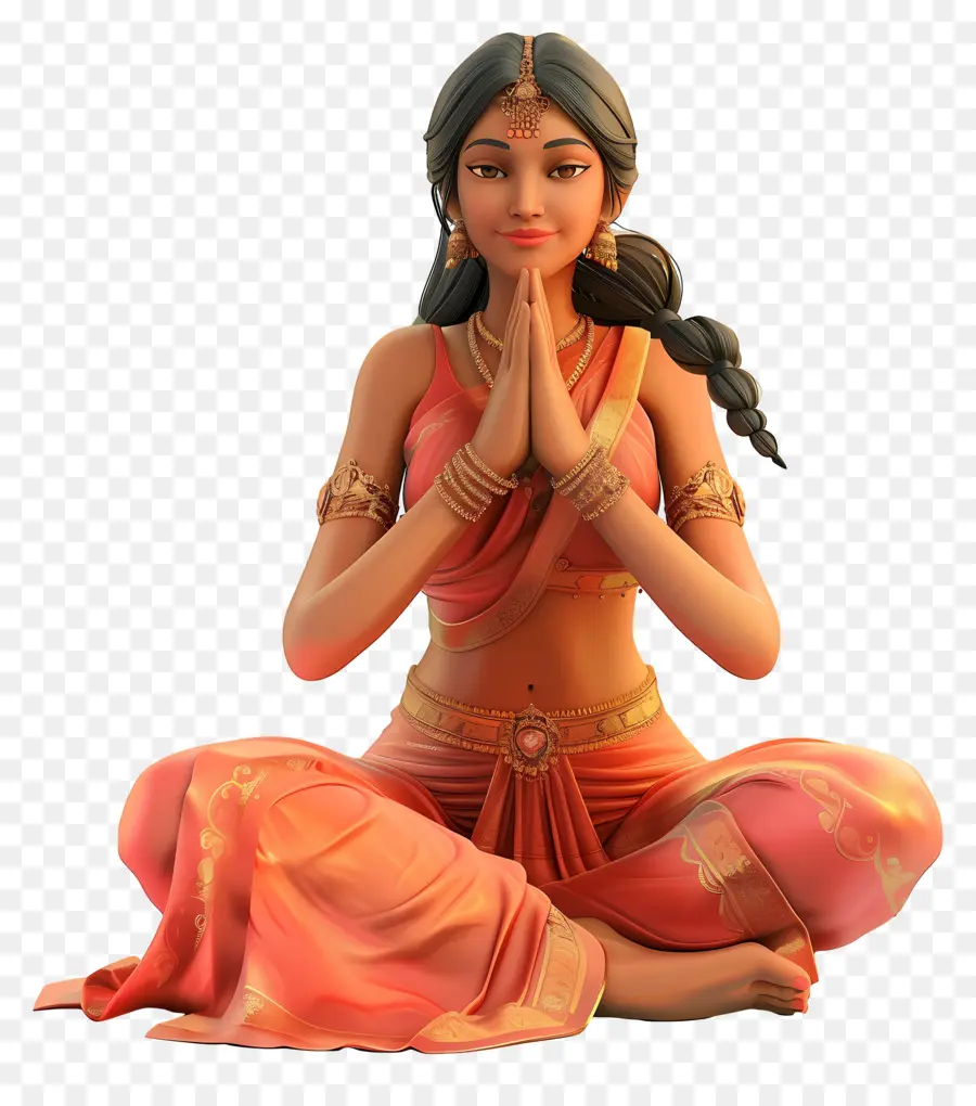 Mujer India，Mujer Meditando PNG