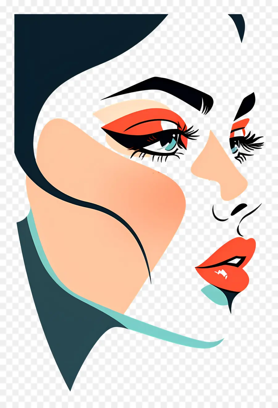 Mujer Maquillada，Rostro De Mujer Estilizada PNG