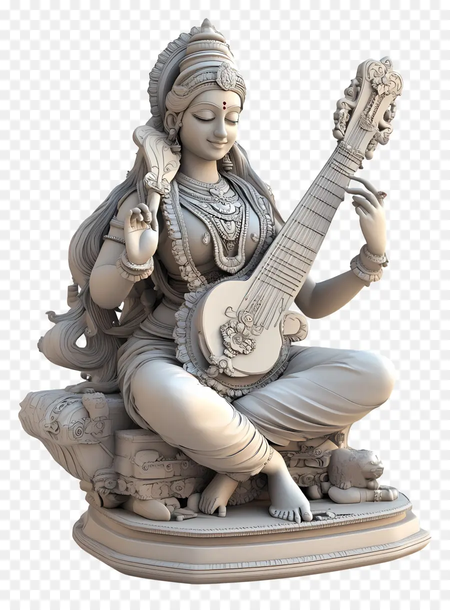 Saraswati，Estatua De La Diosa PNG