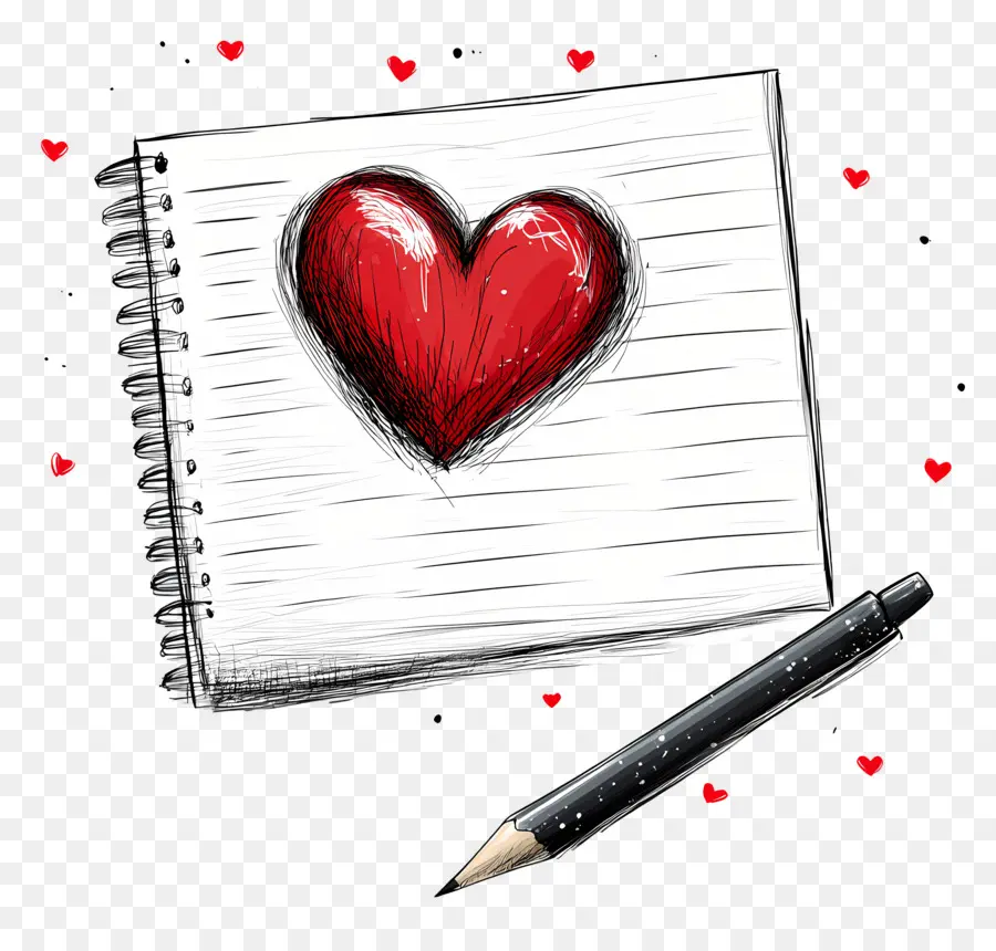 Nota De Amor，Cuaderno Con Corazones PNG