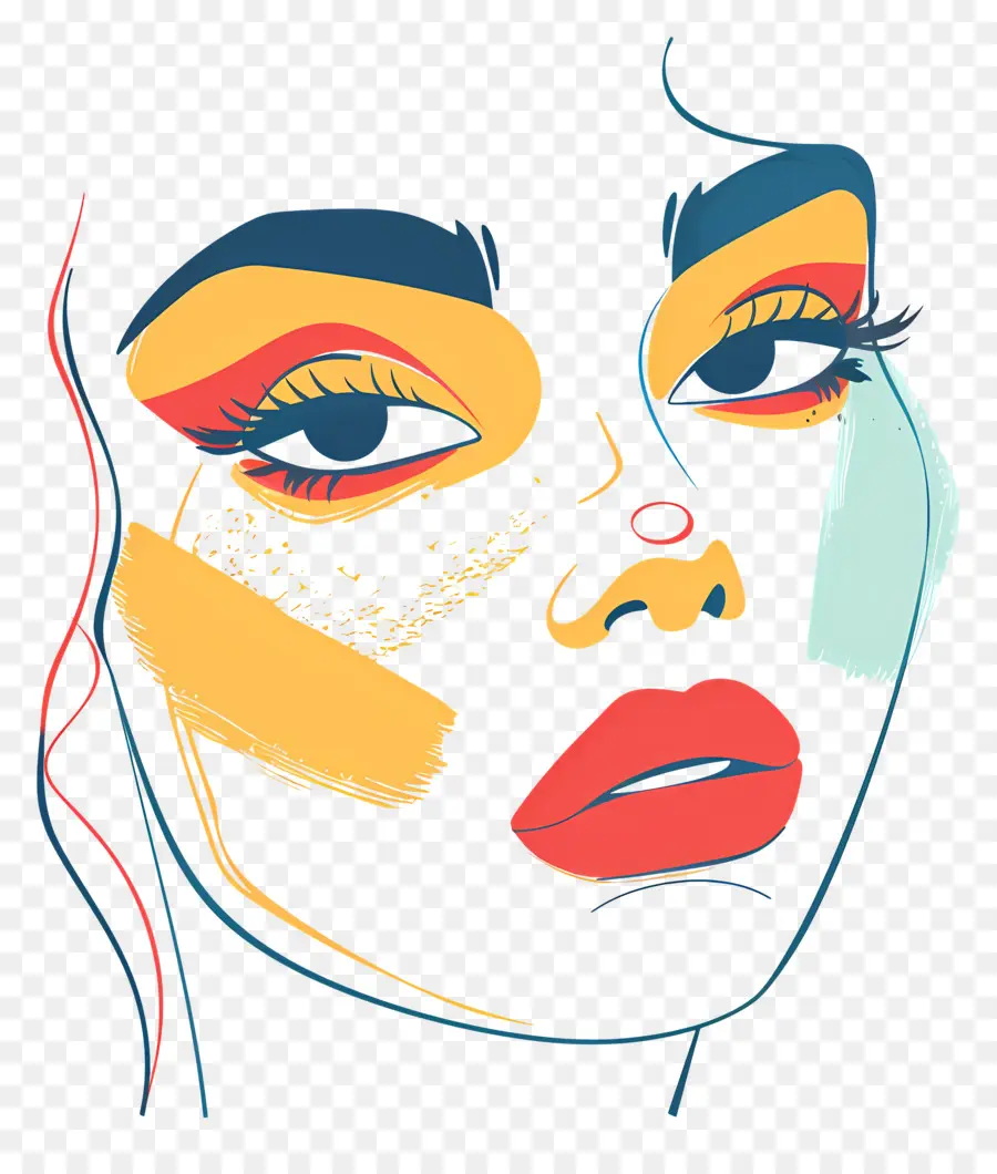 Mujer Maquillada，Cara Colorida PNG