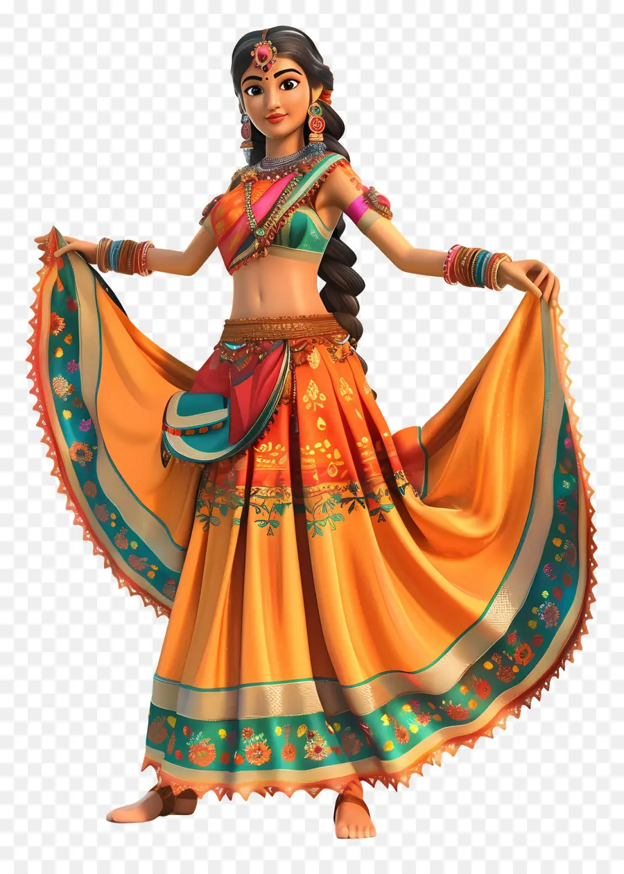 Vestido Tradicional Indio，Mujer Bailando PNG