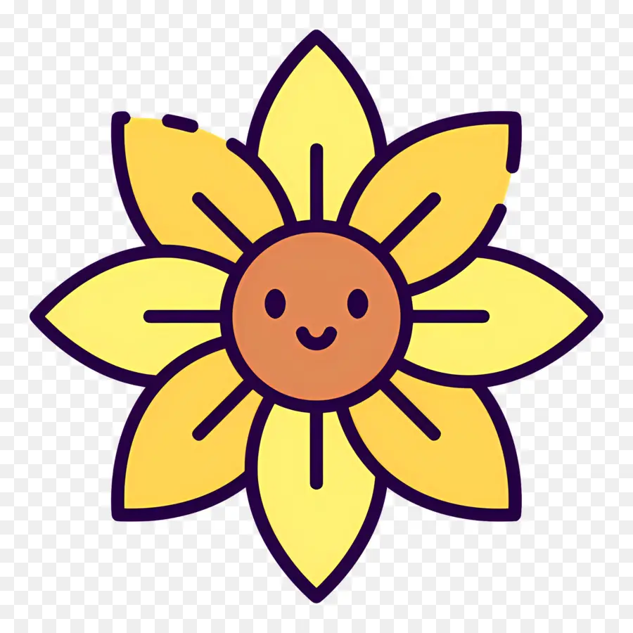 Flor Amarilla，Girasol Sonriente PNG