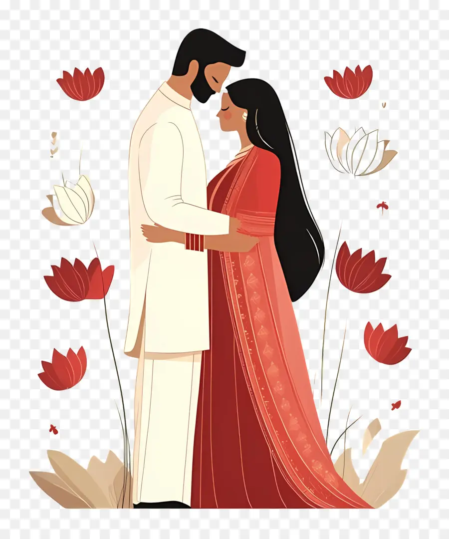 Pareja De Boda India，Pareja En Traje Tradicional PNG