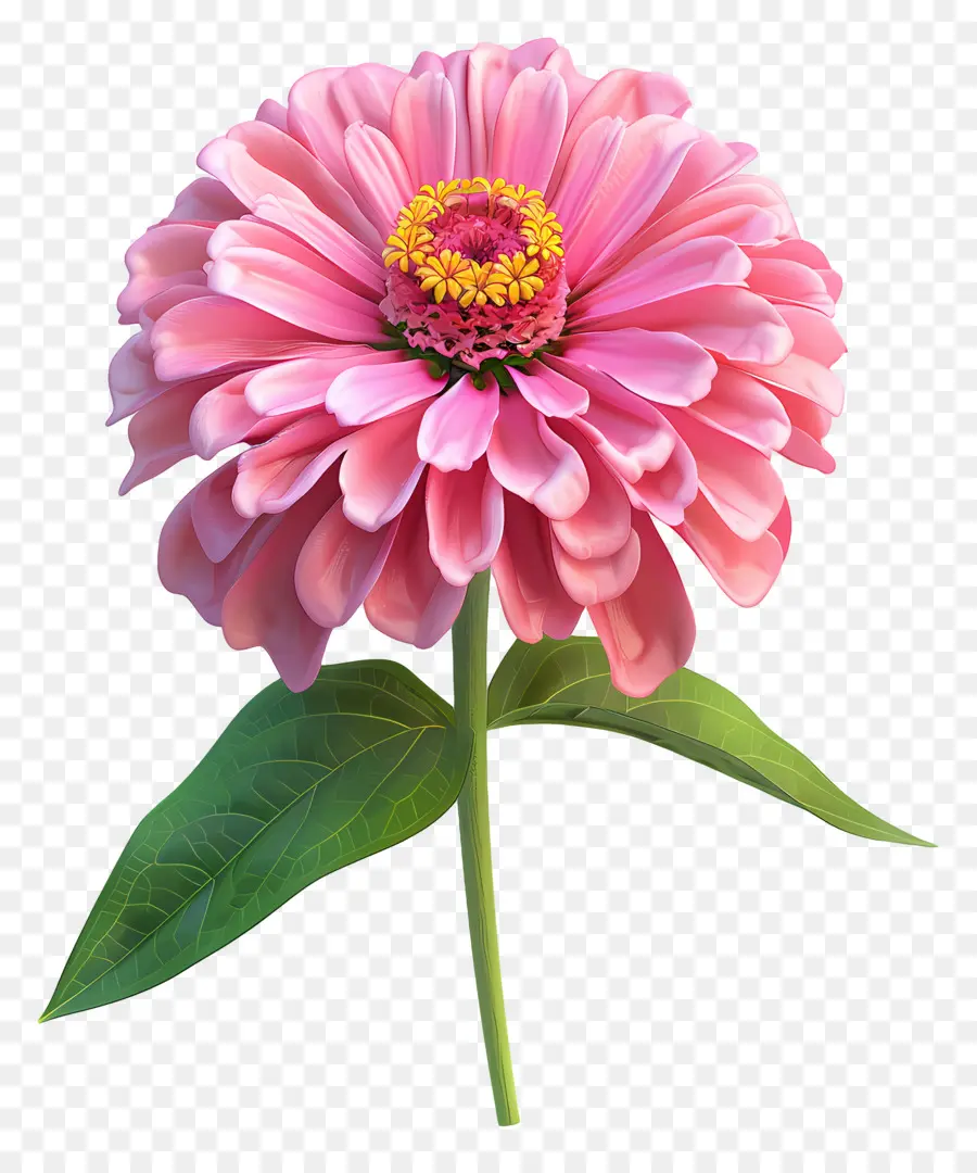 Flor De Zinnia Modelo 3d，Flor Blanca Y Rosa PNG