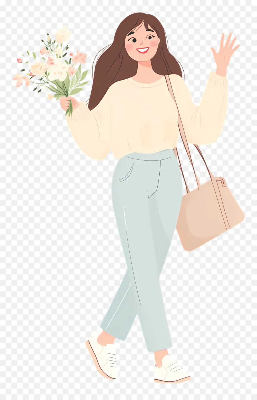 Niña Feliz，Niña Con Flores PNG