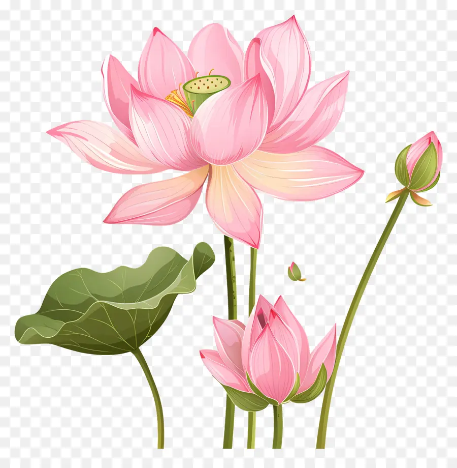 Flores De Loto Rosa，Loto Rosa PNG