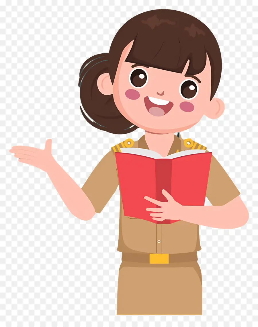 Profesor De Dibujos Animados，Chica Con Libro PNG