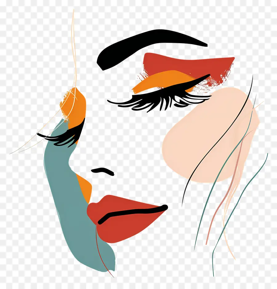 Mujer Maquillada，Cara Abstracta PNG