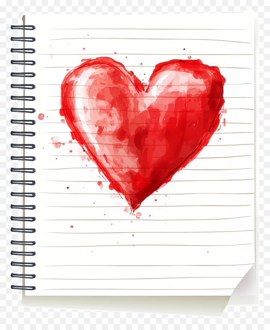 Nota De Amor，Corazón En El Cuaderno PNG