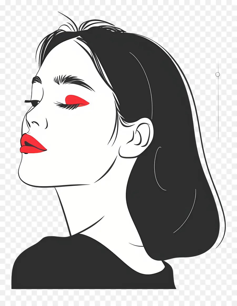 Mujer Maquillada，Ilustración De Perfil PNG