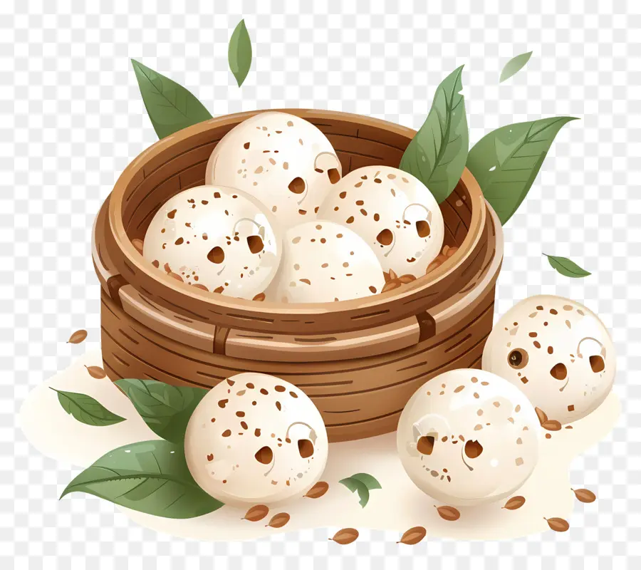 Bolas De Arroz，Bollos Al Vapor PNG