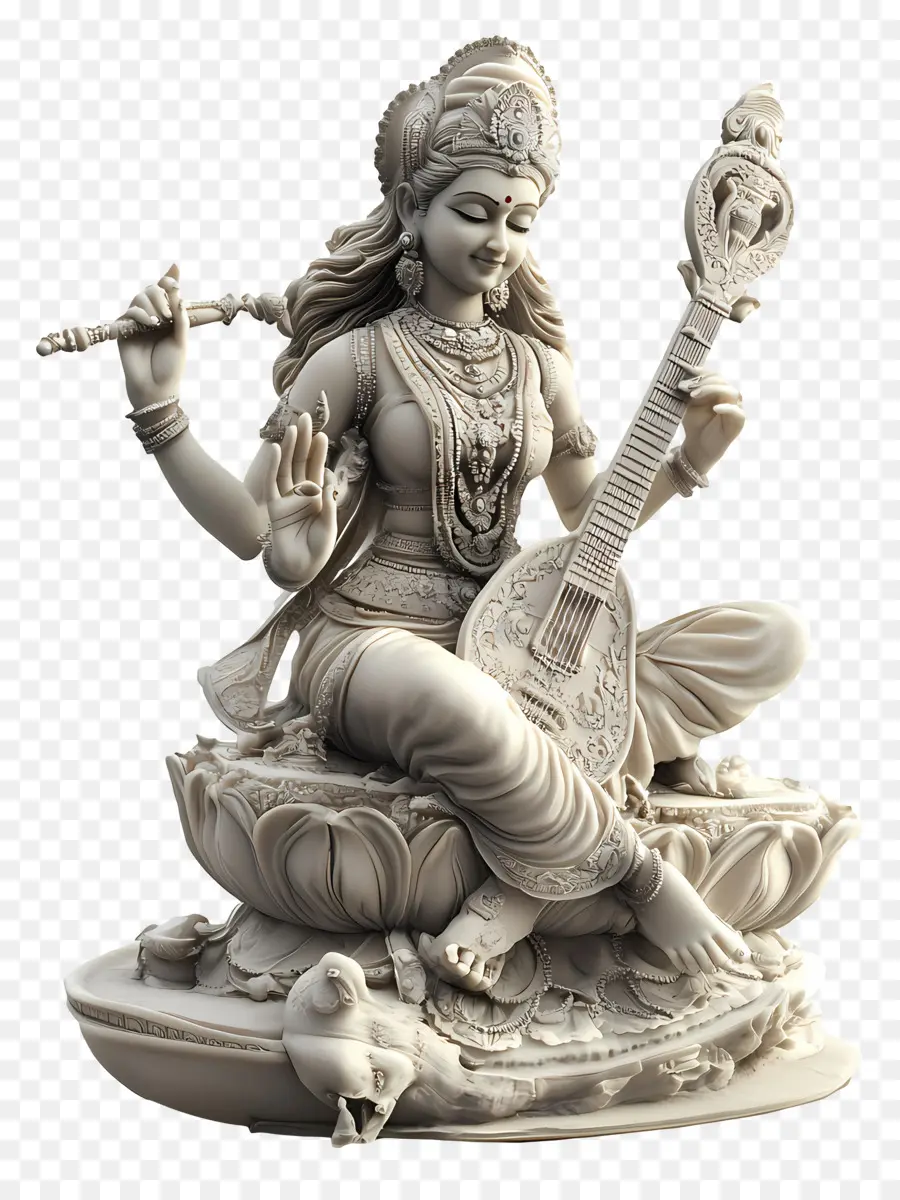 Saraswati，Estatua De La Diosa PNG