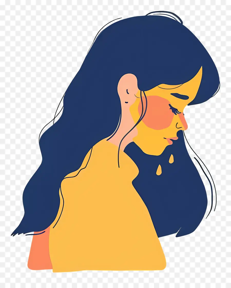 Mujer Llorando，Ilustración De Perfil PNG