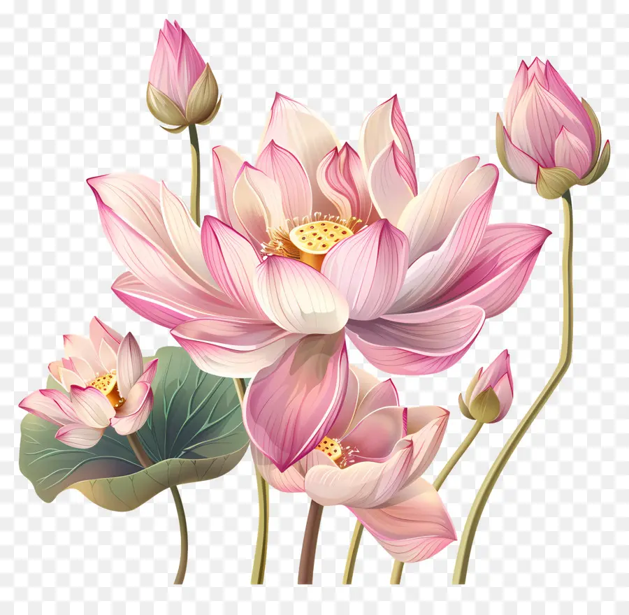 Flores De Loto Rosa，Loto Rosa PNG