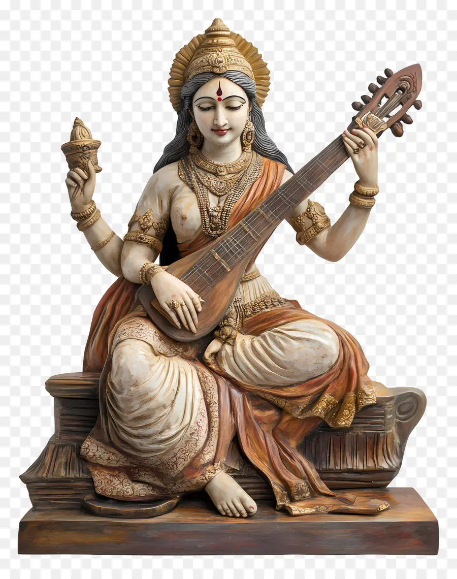 Saraswati，Estatua De La Diosa PNG