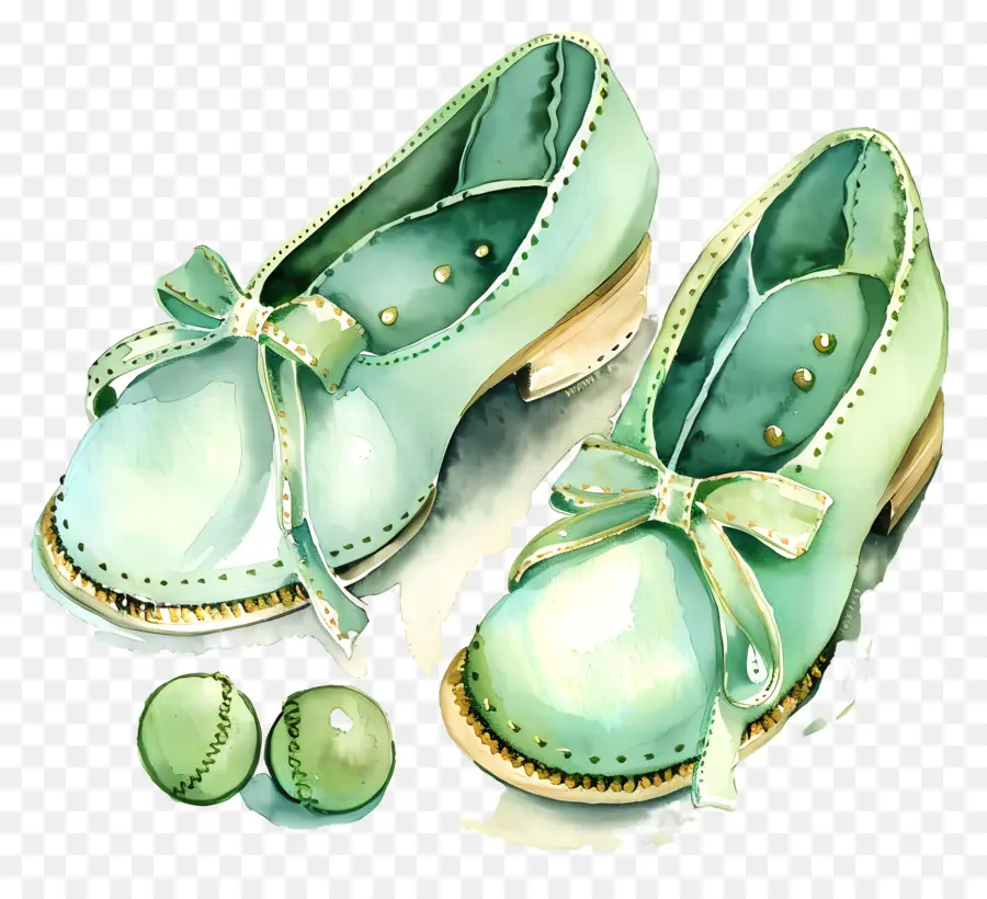 Zapatos De Bebe，Zapatos Verdes PNG