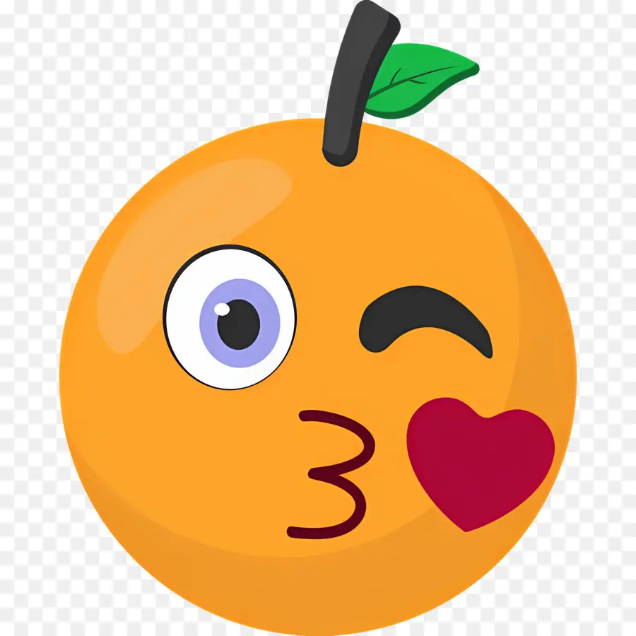 Beso Emoji，Emoji De Fruta Naranja PNG