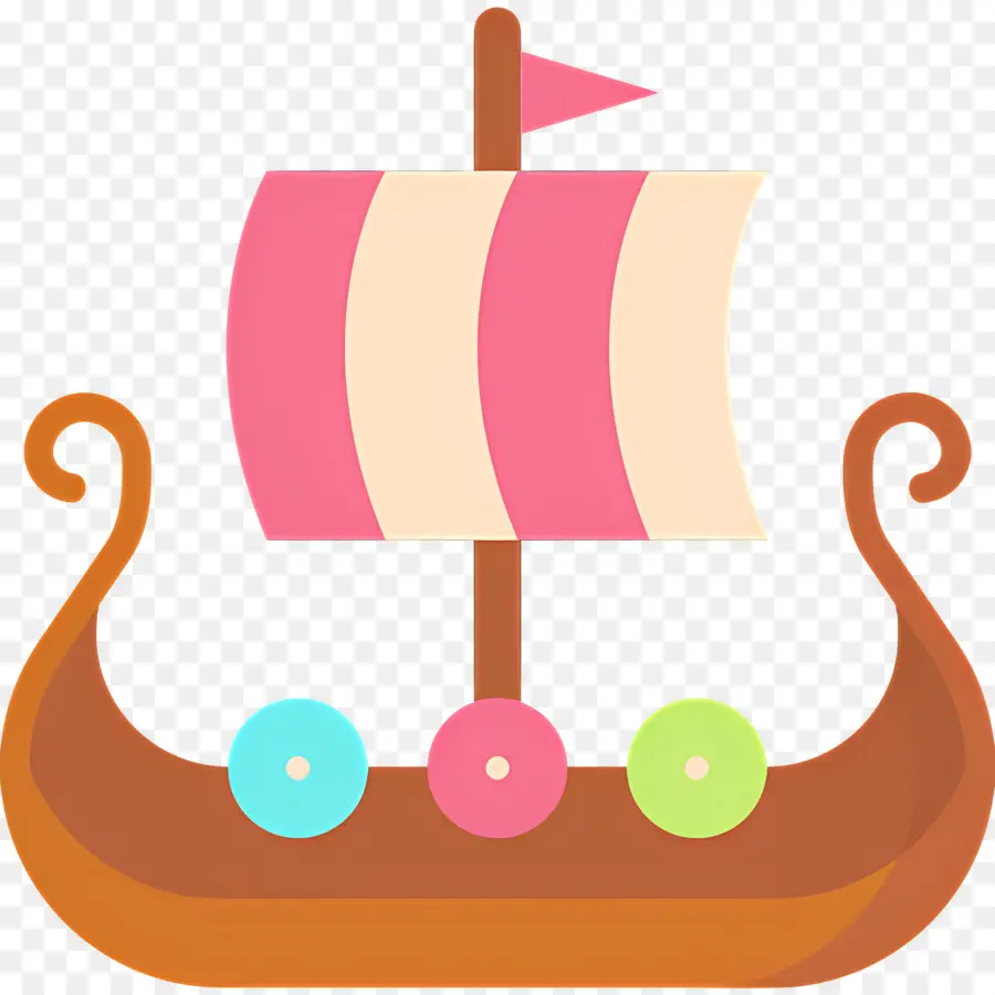 Barco Vikingo，Velero Rosa Y Blanco PNG