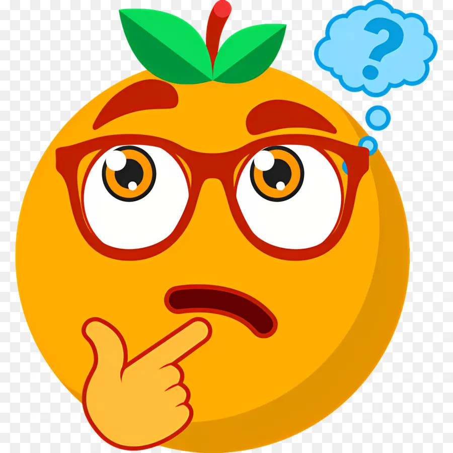 Emoji Pensando，Naranja PNG